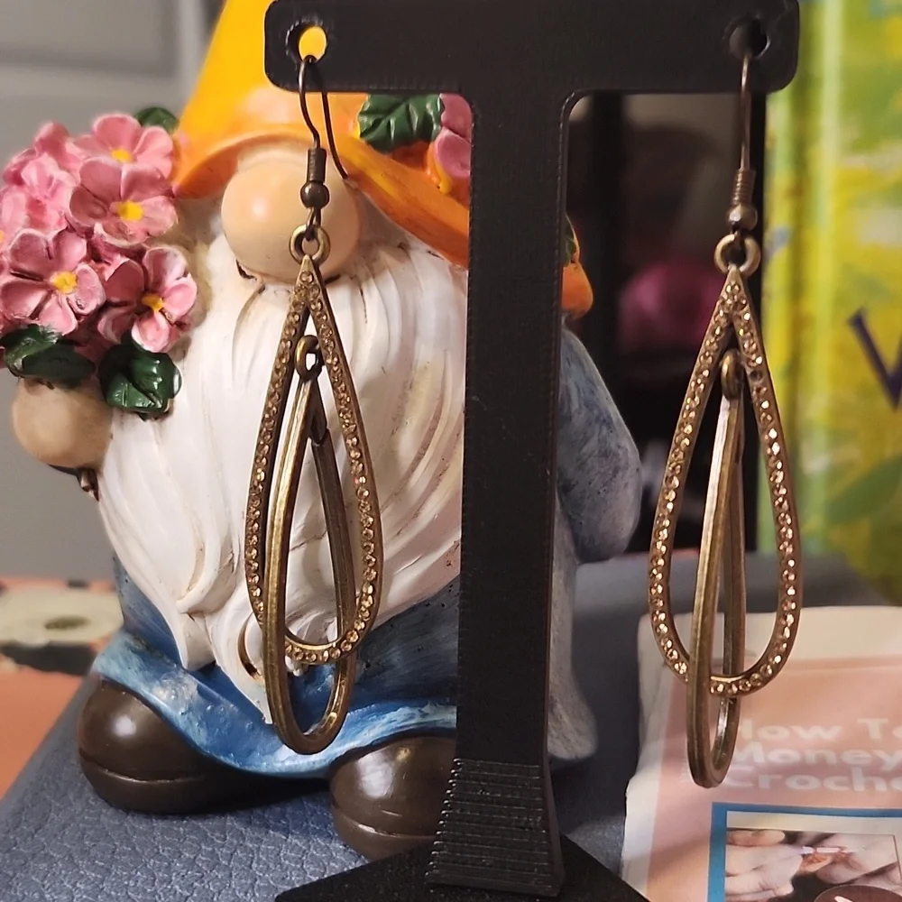 Gold Teardrop Dangle Earrings